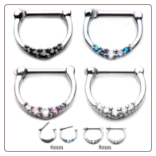 **BLOW OUT SALE** 316L Surgical Steel Septum Clicker Daith Nose Ring Hoop CZ 8mm Ring 16G