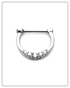 316L Surgical Steel Septum Clicker Daith Nose Ring Hoop CZ 8mm Ring 16G