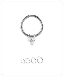 316L Surgical Steel Hinged Septum Clicker Trinity Nose Ring, Tragus, Ear Cartilage Hoop