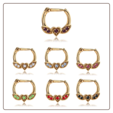 **BLOW OUT SALE** Gold Plated 316L Surgical Steel Septum Clicker Helix Nose Ring Hoop Square CZ Ring 14G