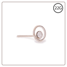 **BLOW OUT SALE** 925 Sterling Silver Straight Nose Stud 3.5mm Swirl Design with Gem 22G