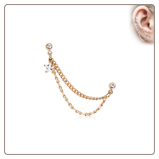 Ear Cartilage Piercing Jewelry 4.5mm Star Clear CZ 16G