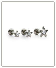 **BLOW OUT SALE** 3 PACK 316L Surgical Steel Ear Cartilage Helix Jewelry Stars 18G