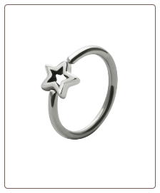 316L Surgical Steel or Titanium Star Captive Bead Nose Ring, Tragus, Ear Cartilage Hoop