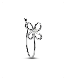 925 Sterling Silver Faux Fake Nose Hugger Clip On Non Pierced Nose Ring Flower