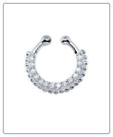 925 Sterling Silver Fake Septum Clicker Hanger Clip On Nose Ring Hoop