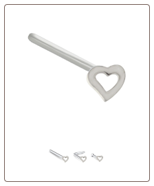 925 Sterling Silver Nose Ring Stud Hollow Heart - Choose Your Style 22G
