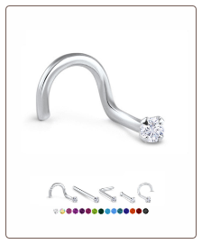 925 Sterling Silver Nose Stud Prong CZ 22G