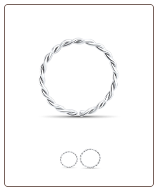 925 Sterling Silver Continuous Twisted Nose Ring Hoop 22G