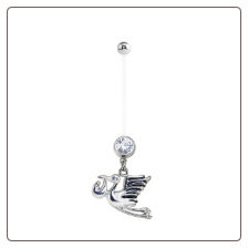 **BLOW OUT SALE** Maternity Pregnancy Navel Ring Stork 14G