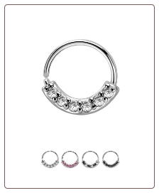 316L Surgical Steel Nose Ring Septum Helix Daith Ear Cartilage Seamless Continuous 6 Stone Hoop 20G