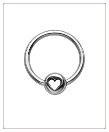 316L Surgical Steel or Titanium, 925 Sterling Silver Heart Captive Bead Nose Ring, Tragus, Ear Cartilage Hoop