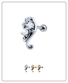 316L Surgical Steel Ear Cartilage Tragus Helix Ring Stud Jewelry Swirls 16G
