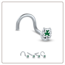 316L Surgical Steel Clover Horseshoe Nose Stud Ring 20G