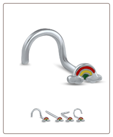 316L Surgical Steel Rainbow Nose Ring Stud 20G