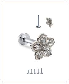 316L Surgical Steel Labret Style Nose Monroe Stud Ring Screw Post Flower