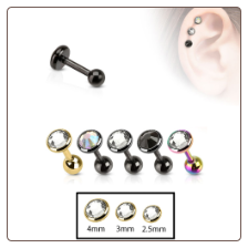 **BLOW OUT SALE** Ear Cartilage Jewelry 316L Surgical Steel Round CZ 16G