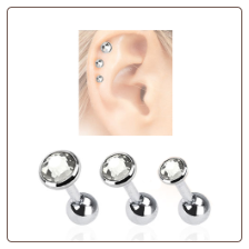 3 Pack Ear Cartilage Tragus Helix Clear CZ Stud 316L Surgical Steel 16G