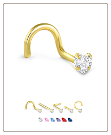 Yellow Gold Nose Jewelry Heart CZ -Choose Your Style
